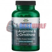 Arginine & Ornithine [500 мг x 250 мг] (100 шт), Swanson